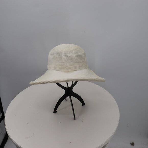 Vintage White Saks Fifth Avenue Woven Sun Hat - Picture 1 of 9